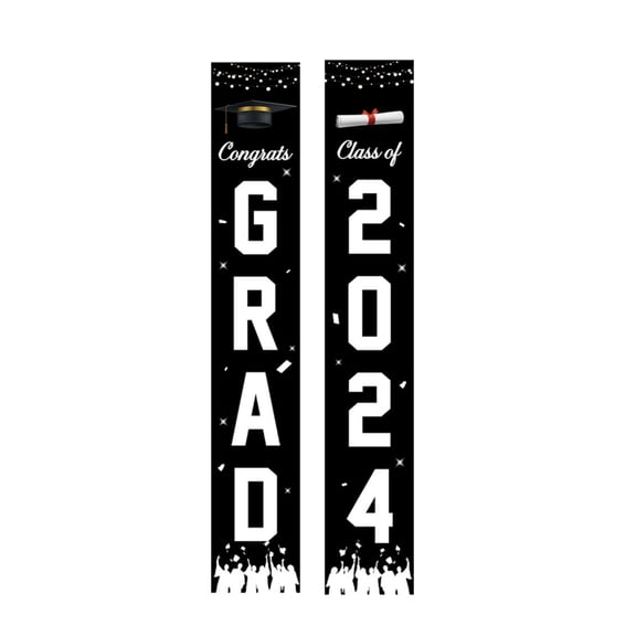 Graduation Party Hanging Flag Couplet, 300D Oxford Fabric Door Banner, Digital Print Celebration Decoration, 1X Couplets