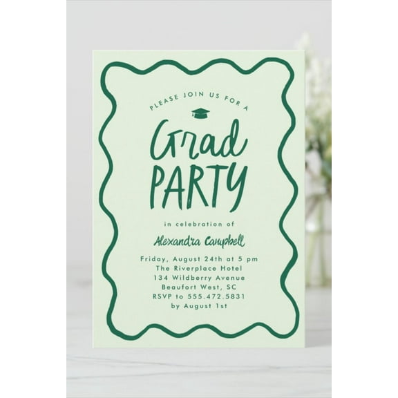 Graduation Party Invitation Card Elegant Grad Party Announcement for Celebrating Graduates Customizable Text Perfect for High School or College Graduation Celebrations