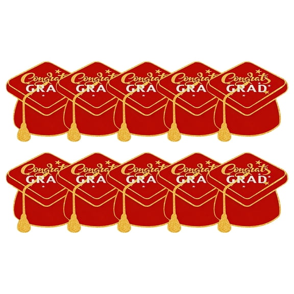 Graduation Party Invitations with Envelopes, 10 Set Graduation Hat Shaped Invitations Grad Announcement Party Invites Supplies Favors, Double-Sided Black and Gold