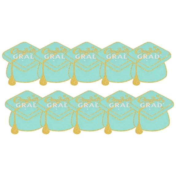 Graduation Party Invitations with Envelopes, 10 Set Graduation Hat Shaped Invitations Grad Announcement Party Invites Supplies Favors, Double-Sided Black and Gold