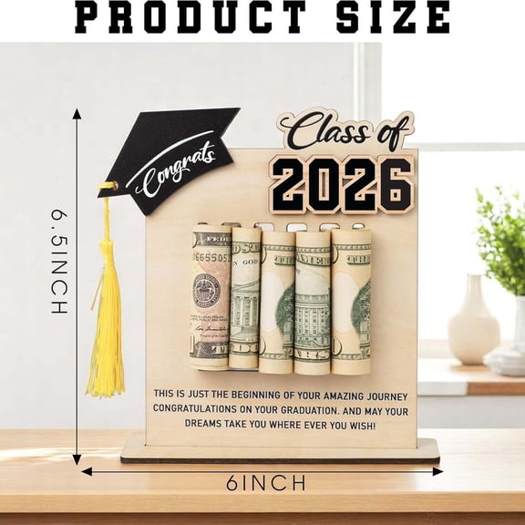 Graduation Party Money Holder Gift,2026 Wooden Money Holder with Congrats Cap and Tassel,Perfect Keepsake for Tabletop Display,Home Decor,Graduation Celebration