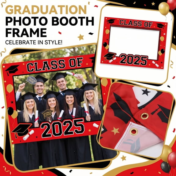 Graduation Party Photo Booth Frame 2026, Hollow Out Large Photography Background Cloth, Congrats Grad Decorations for Class Celebration, Indoor Party Photo Prop, A