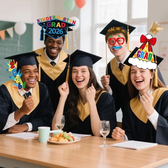 Graduation Party Photo Props 30PCS Colorful Decorations, DIY Assembly Kit With Adhesive, Class Of 2026 Supplies, Funny Photo Booth Props, Celebration Event Accessories