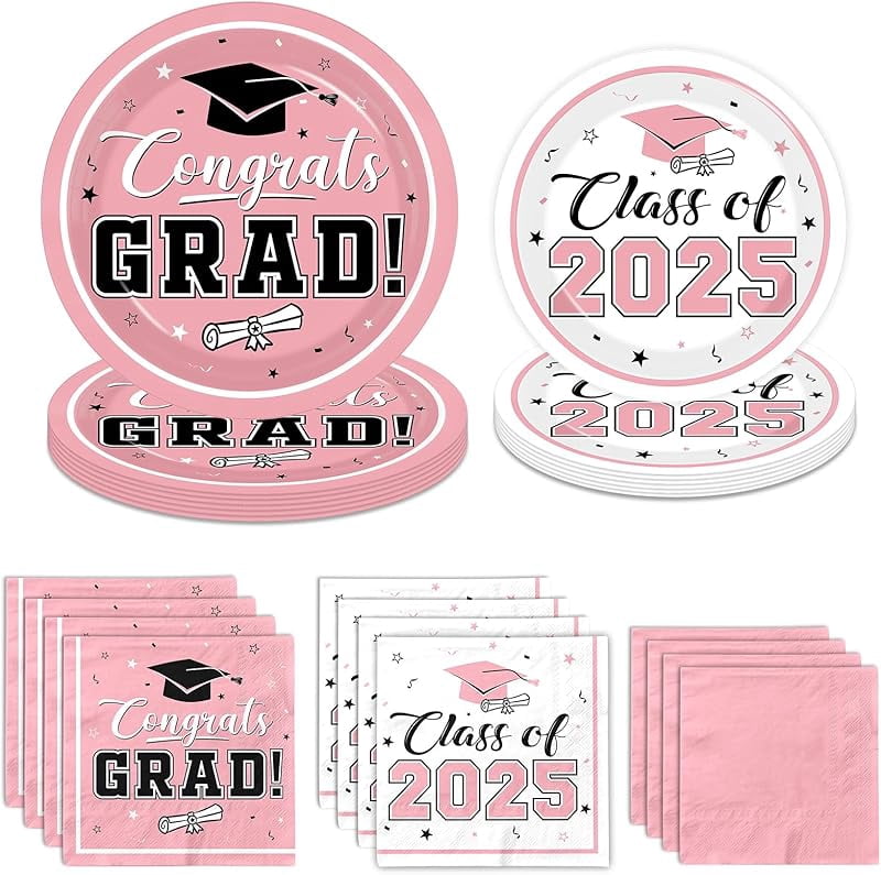 Graduation Party Plates and Napkins Blue Class of 2025 Grad Congrats ...