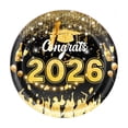 thumbnail image 1 of Graduation Party Plates, Set of 10 Small 7-Inch Plates with Black and Gold Designs, Perfect for Cake and Snacks, 1 of 5
