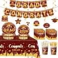 thumbnail image 1 of Graduation Party Supply Kit, 50+ Pieces with Black and Gold Designs, Everything Needed for Celebration, 1 of 6