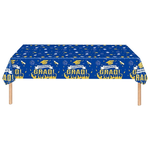 Graduation Party Tablecloth - Congrats Grad Table Cover, Disposable Plastic Table Cloth for Graduation Party Supplies, 2026 Graduation Decorations, Black Gold Grad Party Favors, Waterproof