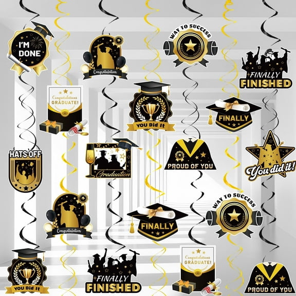 Graduation Hanging Swirls, 57 Pcs Graduation Swirl Decorations, Congrats Grad Hanging Swirl & Graduation Party Hanging Swirl for Graduation Hanging Decorations & 2025 Graduation Party Decorations