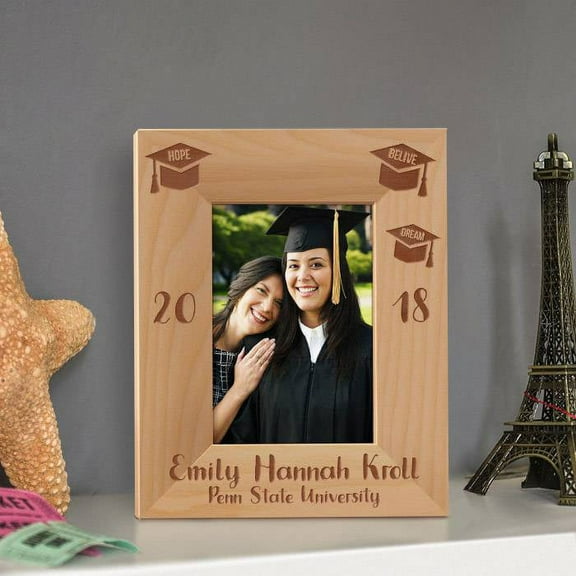 Graduation Personalized Wooden Picture Frame 3 1/2" x 5" Brown (Vertical)