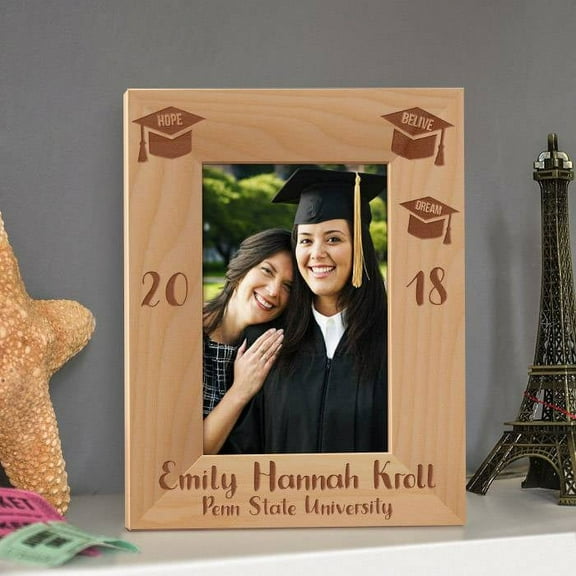 Graduation Personalized Wooden Picture Frame 4" x 6" Brown (Vertical)