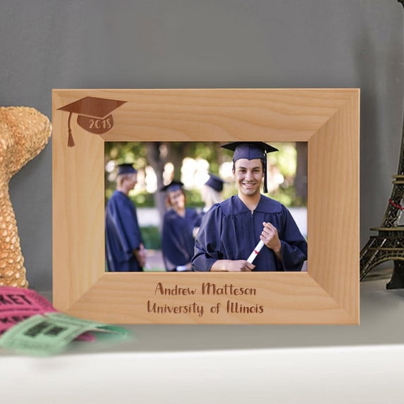Graduation Personalized Wooden Picture Frame-6" x 4" Brown Horizontal