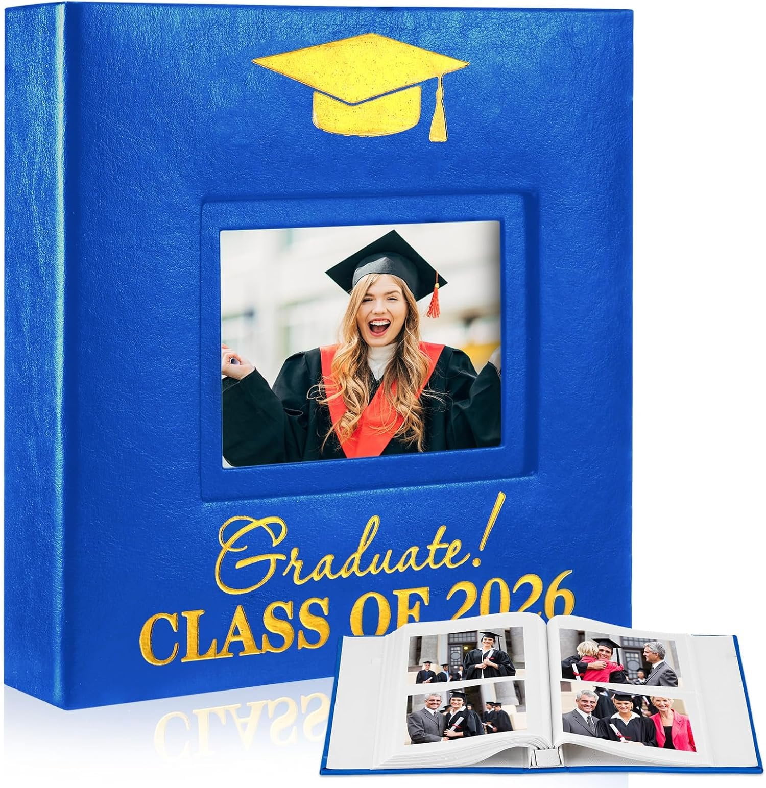 Grad Album Graduation Photo Album Holds 200 count 4 x 6 Inch Photo 2026 Leather ...