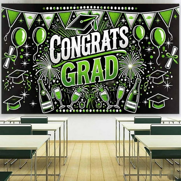 Graduation Photo Backdrop Cloth for Congrats Grad Decoration, Background Banner for Party, C
