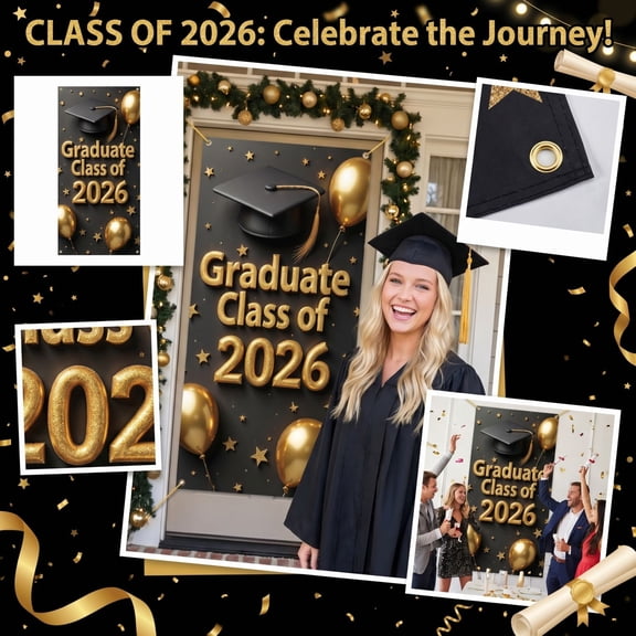 Graduation Photo Banner, Grad Personalized Banner Congratulations Grad Decorations Class of 2026 Backdrop for Photography Graduation Party Decorations, DIY Graduate Picture Backdrop Sign