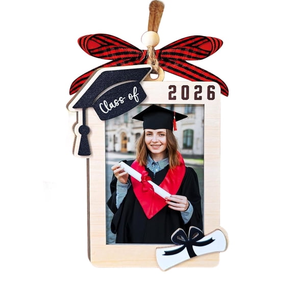 Graduation Photo Frame with Backing - 1 Pack Wooden Picture Frame for Refrigerator, Locker, and Tabletop - Graduation Gift for High School and College Students, Khaki, 3.34x4.92 Inch