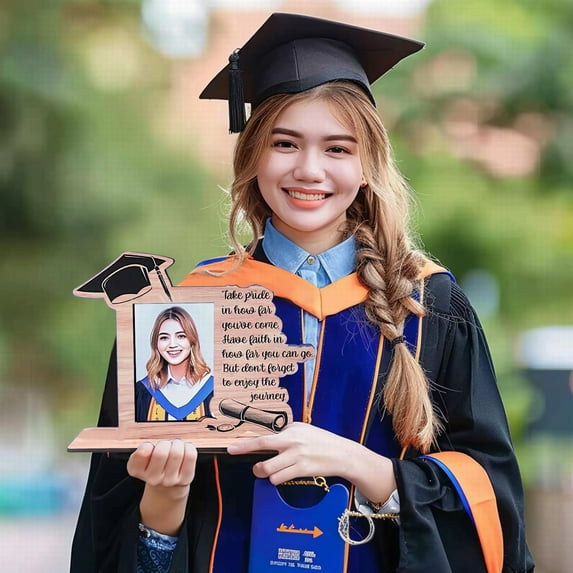 Graduation Photo Frame Wood Color - Desktop Ornament - Wooden Decorative Photo Frame