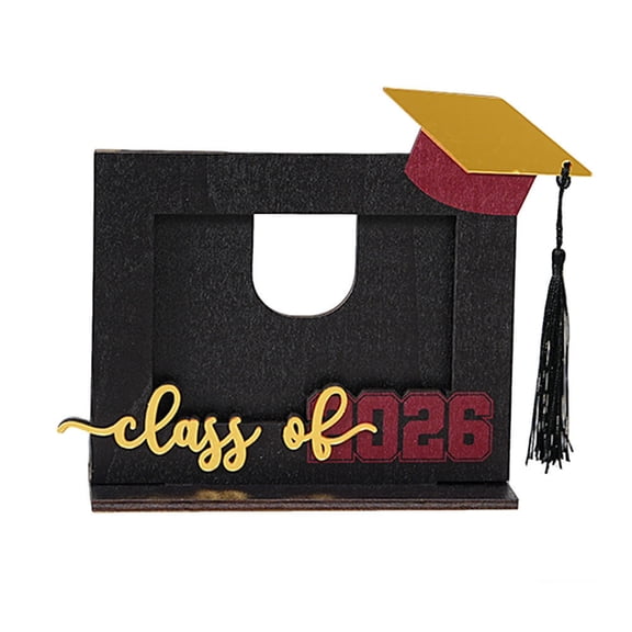Graduation Picture Frame with Bachelor Cap Tassel,Wooden Photo Frame, Shadow Box Graduation Decoration Gift, Junior High School University College Graduation Wooden Photo Frame