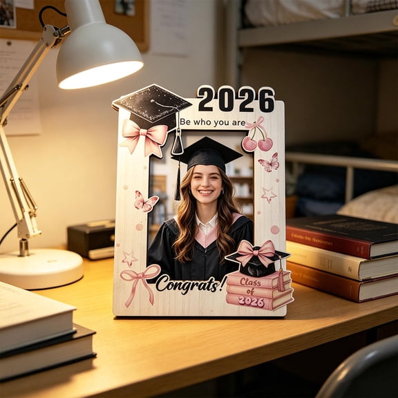 Graduation Picture Frame - Class of 2026 5×7 Congrats Grad Photo Frame with Cap & Balloon Design, We are so Proud of You Festive Graduation Gift for Her Him
