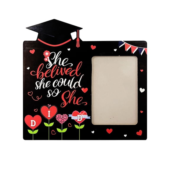 Graduation Picture Frame, Graduation Frame with Tassel Holder, Black Wooden Photo Frame with Easel, Photo Insert for Tabletop Display, Congrats Grad Gifts for Her Him