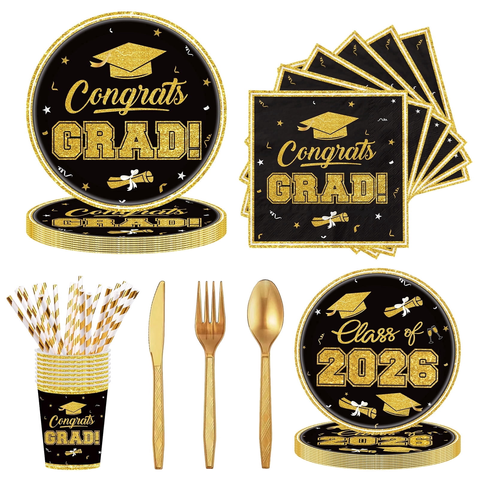 Graduation Plates and Napkins Party Supplies，Class of 2026 Congrats ...