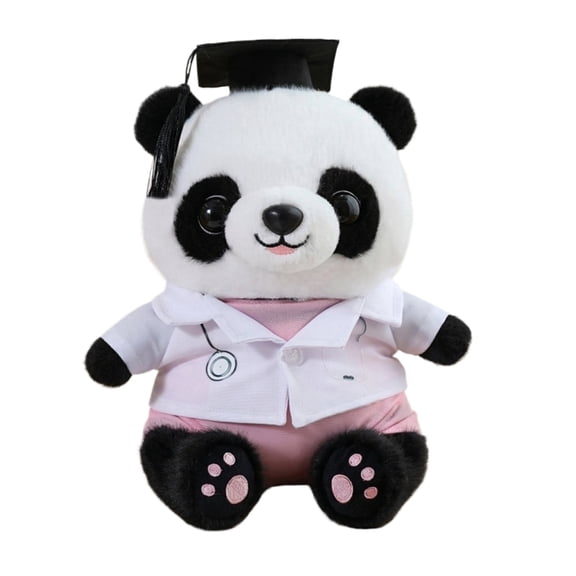 Graduation Plush Doctor Clothes Panda Stuffed Animals Graduation Plush ToysGift for Medical Student, Include Graduation Cap, Doctor Clothes Outfit Soft Toys for Grad Party Gift, 10 Inch (Pink)