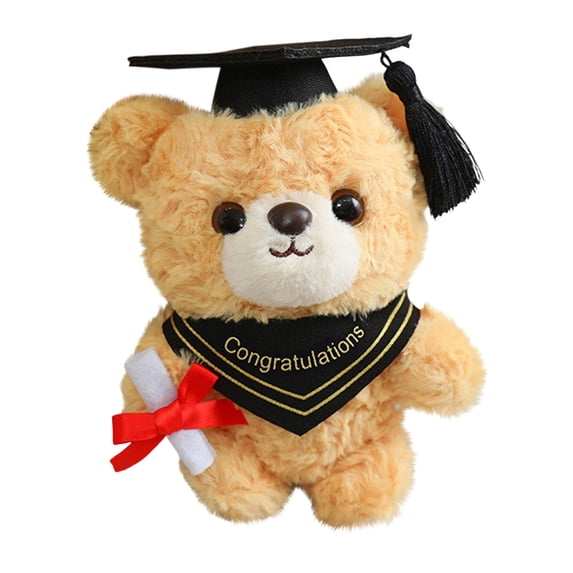Graduation Plush Toy Graduation Bear Keychain 15cm PhD Cap Small Stuffed Doll Mortarboard Backpack Charm Graduation Keepsake Gift Ornament