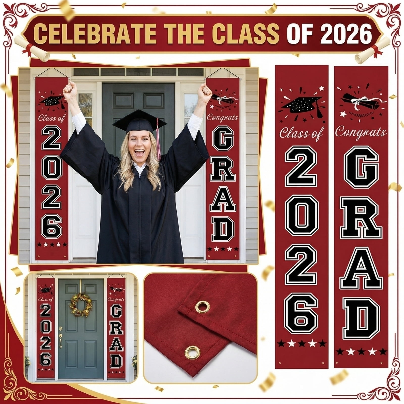 Graduation Porch Sign 2026 Decorations - 2 Pack Class of 2026 ...