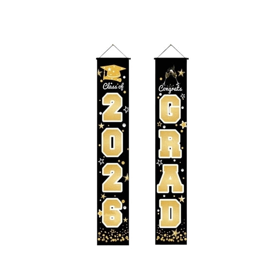 Graduation Porch Sign Banners, 2026 Grad Decor with "GRAD" & "2026" for Graduation Party, School Graduation, Home Decor