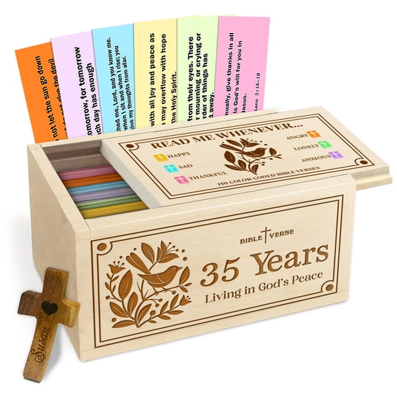 Graduation Prayer Box Growing in Spirit, Wooden Read Me Whenever Box with 150 Color Coded Bible Verses, Custom Year Christian Keepsake Gift with Wooden Cross
