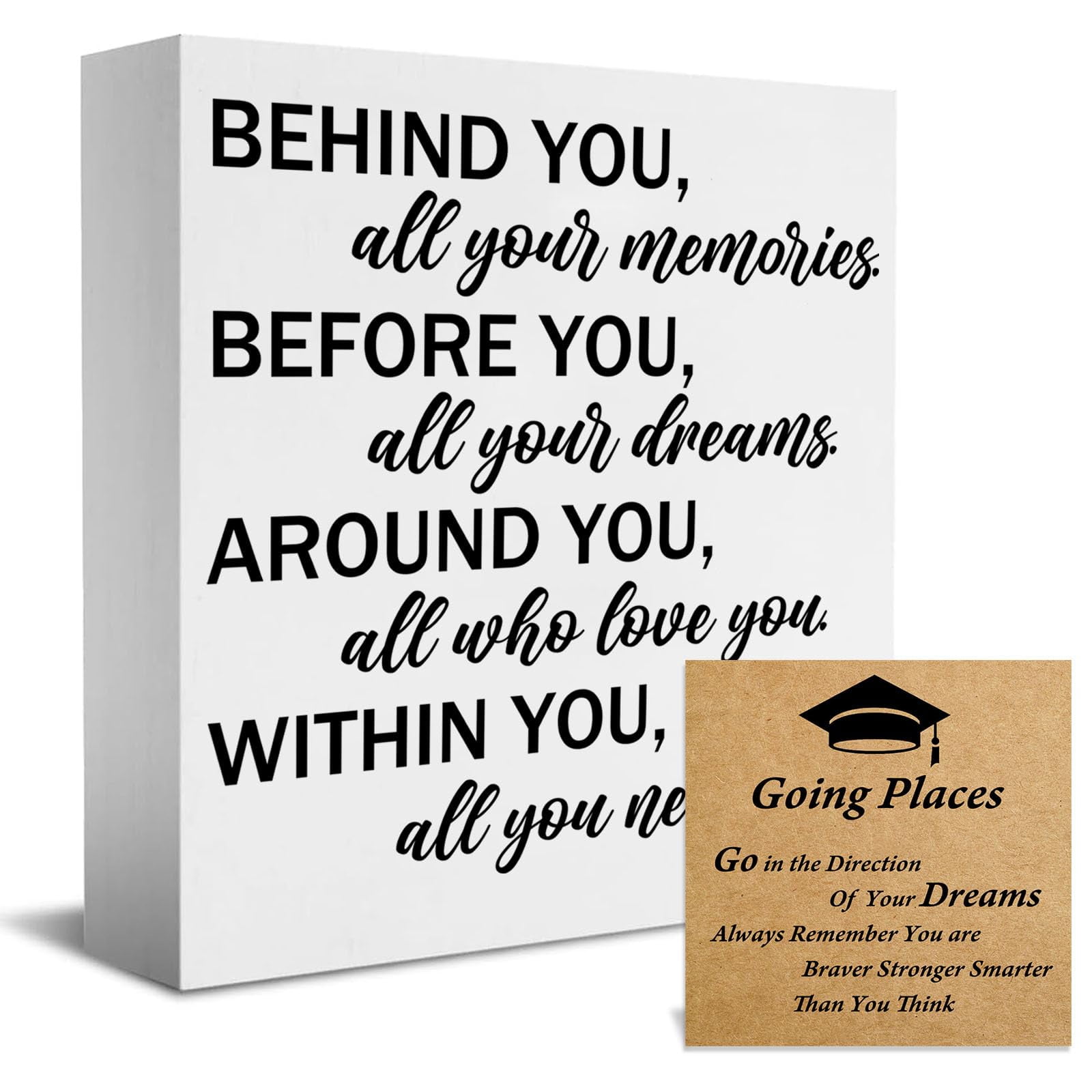 Graduation Quote Wood Box Sign Decor, ATT1Positive Behind You All Your ...