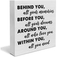 thumbnail image 1 of Graduation Quote Wood Box Sign Decor Desk Sign Positive Behind You All Your Memories Wooden Box Block Sign Rustic Home Shelf Wall Decoration Grad Gift （white 2 pieces), 1 of 5