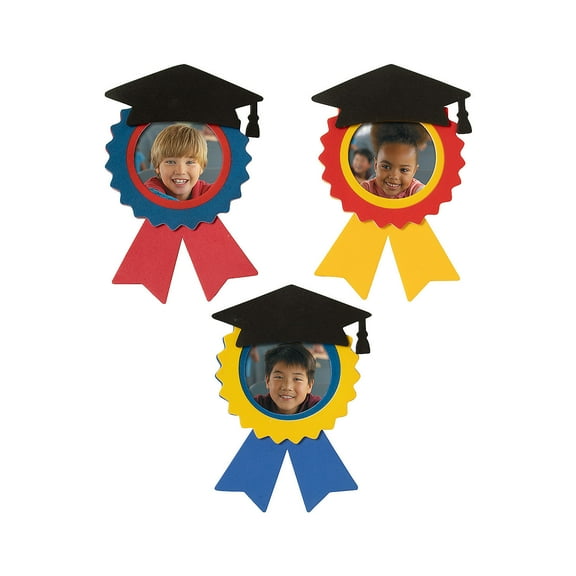 Graduation Ribbon Award Picture Frame Magnet Craft Kit, Makes 12, Craft Kits, 12 Pieces