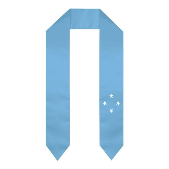 Graduation Sash Federated States of Micronesia Flag scarf Shawl Stole Sapphire Blue with Star Stripe Bachelor Gown Accessory