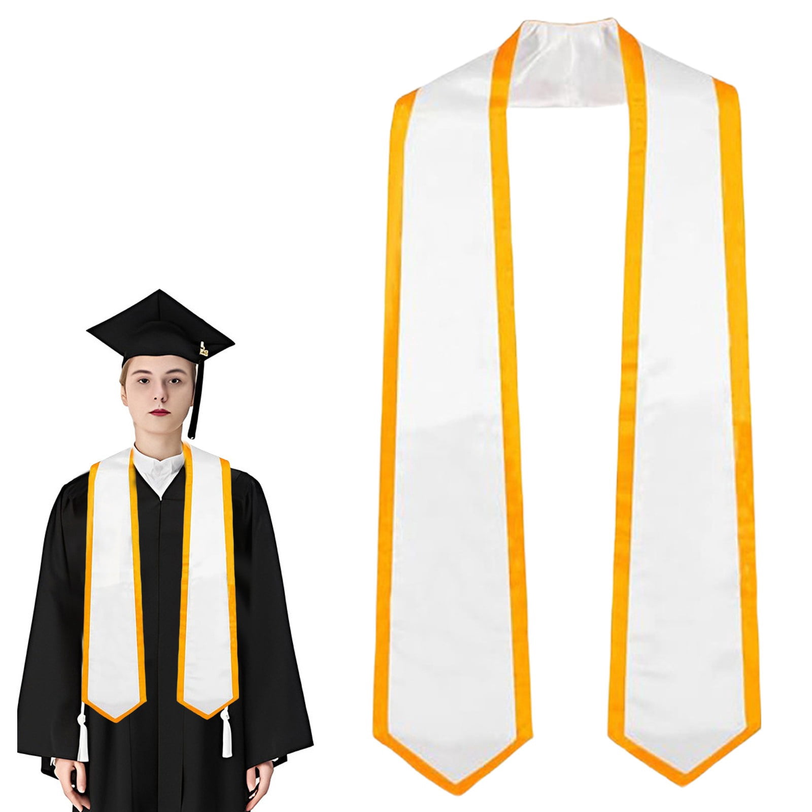 Graduation Stole Sash Plain 60 Inch Long - Shiny Satin Adults Sash For High School College Commencement