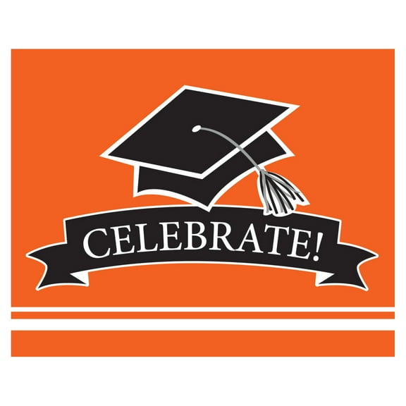 Graduation School Spirit Orange Invitations, 50 Count