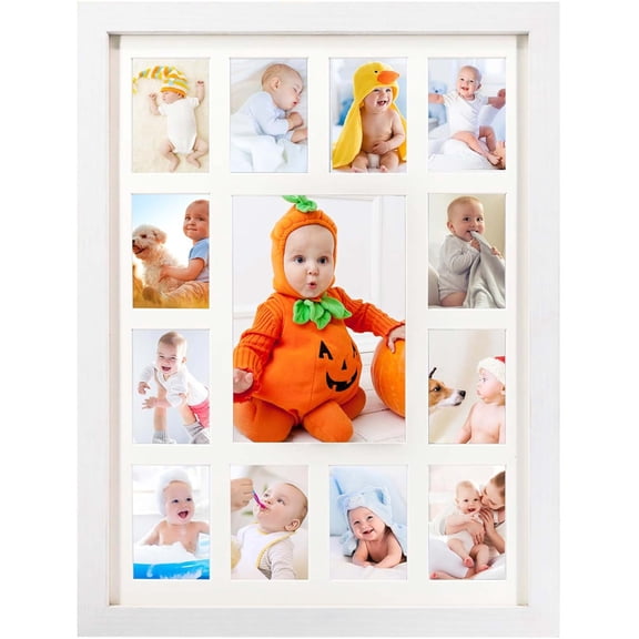 Graduation School Years K-12 Day Collage Wood with Double Mat Photo Frame White/White