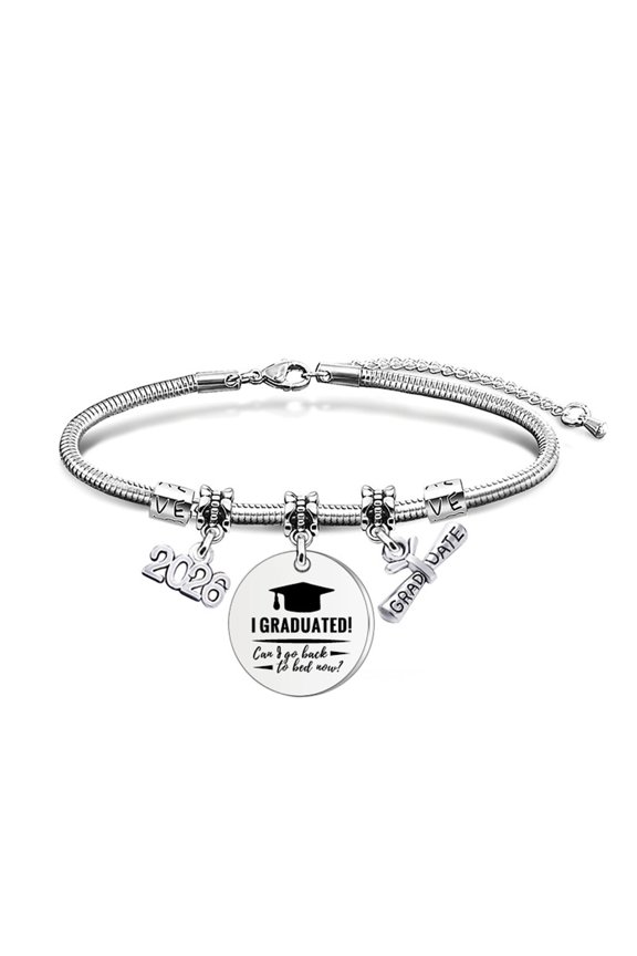 Graduation Seacon Snake Bone Chain For Sensitive Skin Beads And Scholar Cap Charm Bangle
