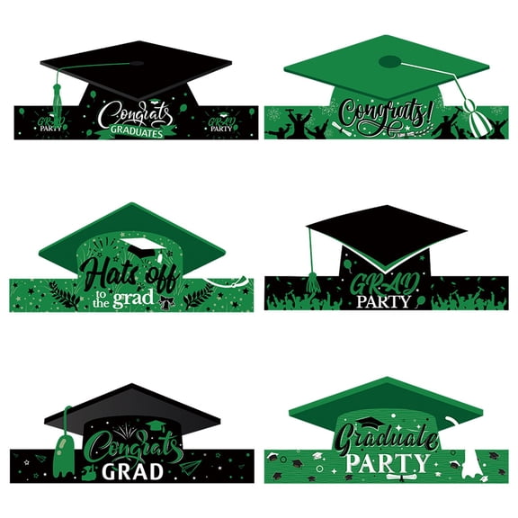 Graduation Season Bachelor Cap Decoration Stickers, Creative Diy Graduation Cap Stickers, Party Atmosphere Decoration Props,9.84*4.21 In,6Pc.