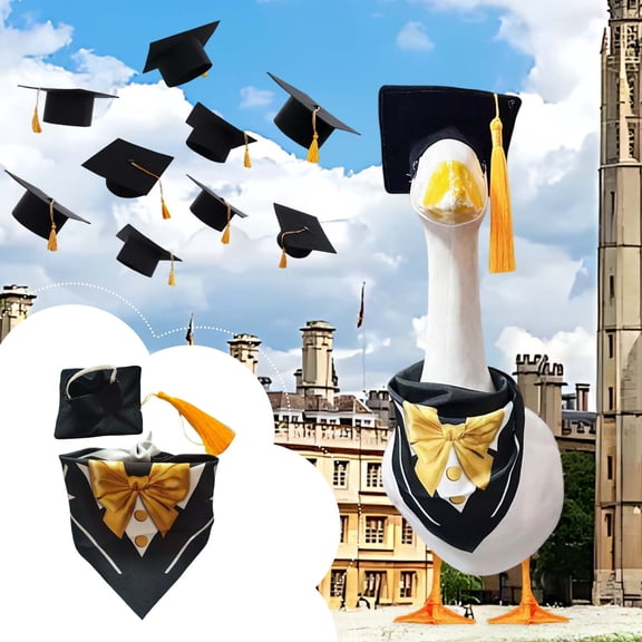 Graduation Season Bachelor Hat for Big White Goose, Festival Decoration Sculpture Accessory, 23 Inch Porch Goose Graduation Cap, Outdoor Yard Ornament
