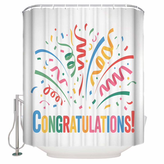Graduation Restroom Graduation Season Bathroom Shower Curtains with 12 Hooks Polyester ...