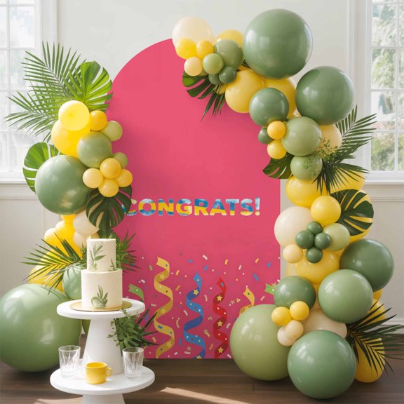 Graduation Season Celebration Arch Backdrop Cover 5 FT, Colorful Ribbon Rose Red Wedding Arch Cover Stretchy Backdrop Stands Covers for Birthday Party Ceremony Banquet Decor