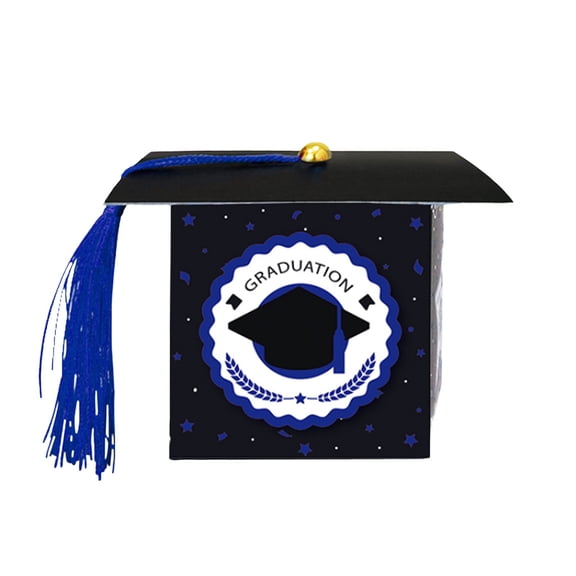 Graduation Season Doctor's Hat Shaped Gift Box, 2026 Graduation Party Gift Candy Box, Graduation Party Table Decoration Snack Box (Blue)