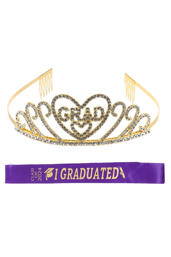Graduation Season Etiquette Belt Headbands Graduation Decorative Crown Crowns for Women Graduation Crown