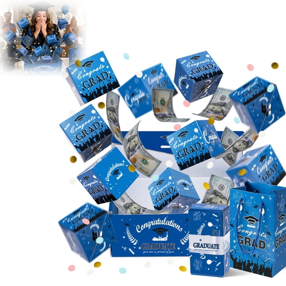 Graduation Season Exploding Money Gift Box, Pop Up Surprise Cash Box with Confetti, Fun Graduation Gift Idea for Cash Giving for Adults Teens(B6, 1PC)