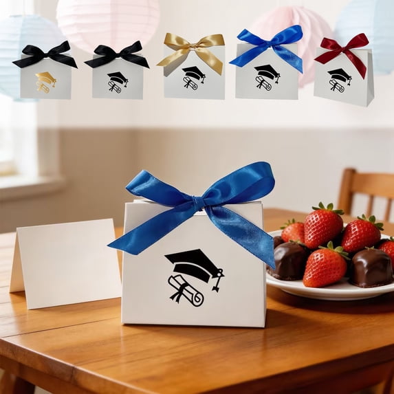 Graduation Season Gift Bags Party Wrapping Bags, Sturdy Paper Gift Bags Perfect for Teachers Graduation Ceremonies Parties Favors & Graduation Holiday Gift Packaging Supplies, Black
