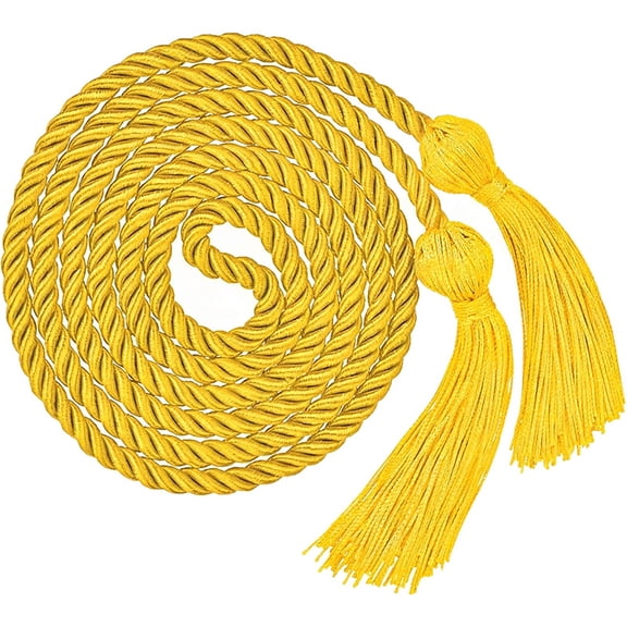 Graduation Season Honor Cord with Tassels for Bachelor, Master, Doctoral Ceremony, 68 Inch Cotton Honor Ropes Graduation Decorative Ribbon Necklace Props Accessory, 1Pc, Multicolor(Gold,68x1")