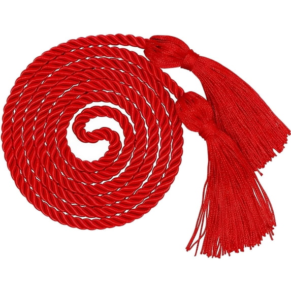 Graduation Season Honor Cord with Tassels for Bachelor, Master, Doctoral Ceremony, 68 Inch Cotton Honor Ropes Graduation Decorative Ribbon Necklace Props Accessory, 1Pc, Multicolor(Red,68x1")