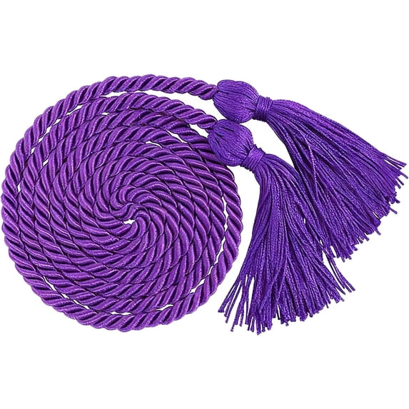 Graduation Season Honor Cord with Tassels for Bachelor, Master, Doctoral Ceremony, 68 Inch Cotton Honor Ropes Graduation Decorative Ribbon Necklace Props Accessory, 1Pc, Multicolor(Purple,68x1")