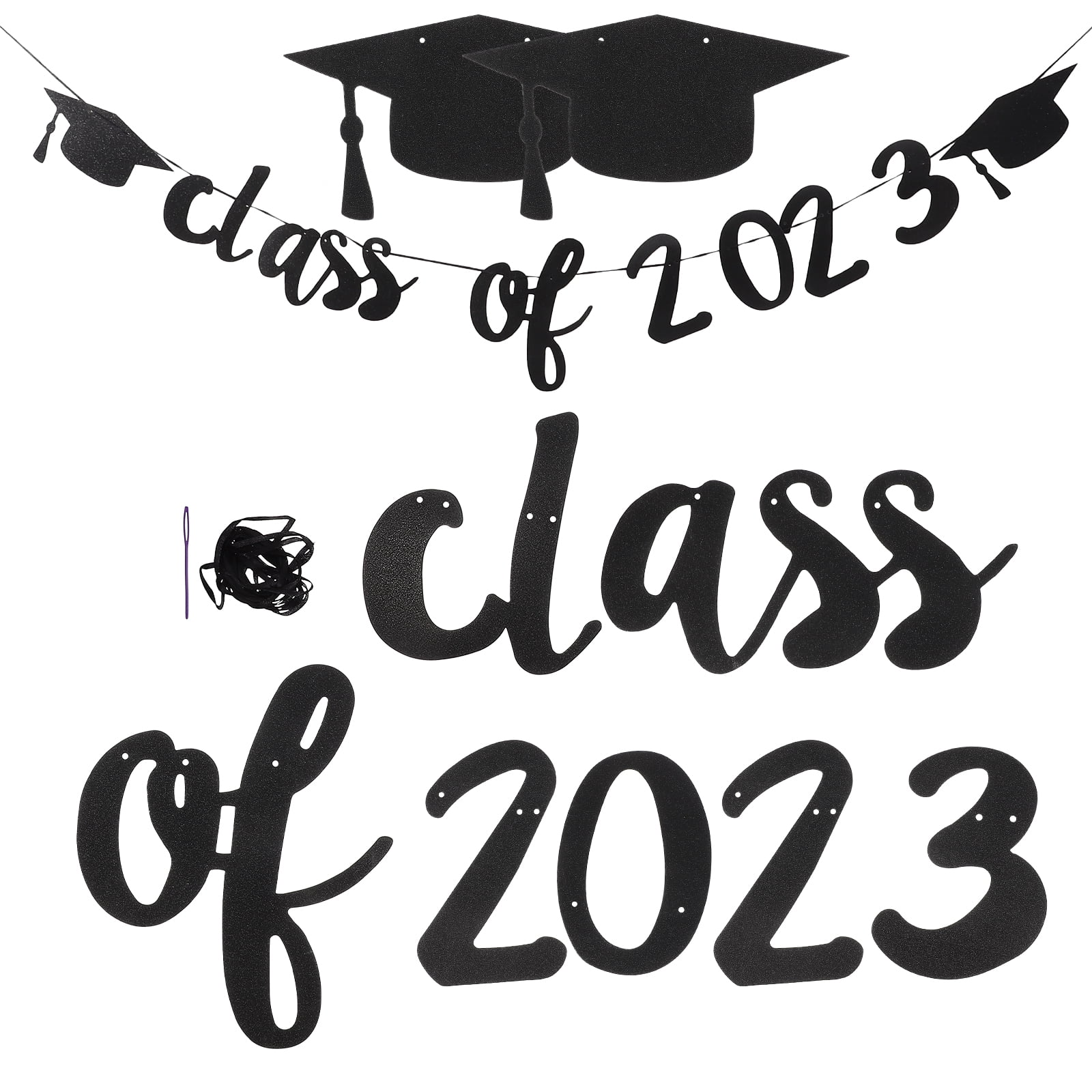 Graduation Season Latte Art Banner Wall Decor Party Black Wreath Cap