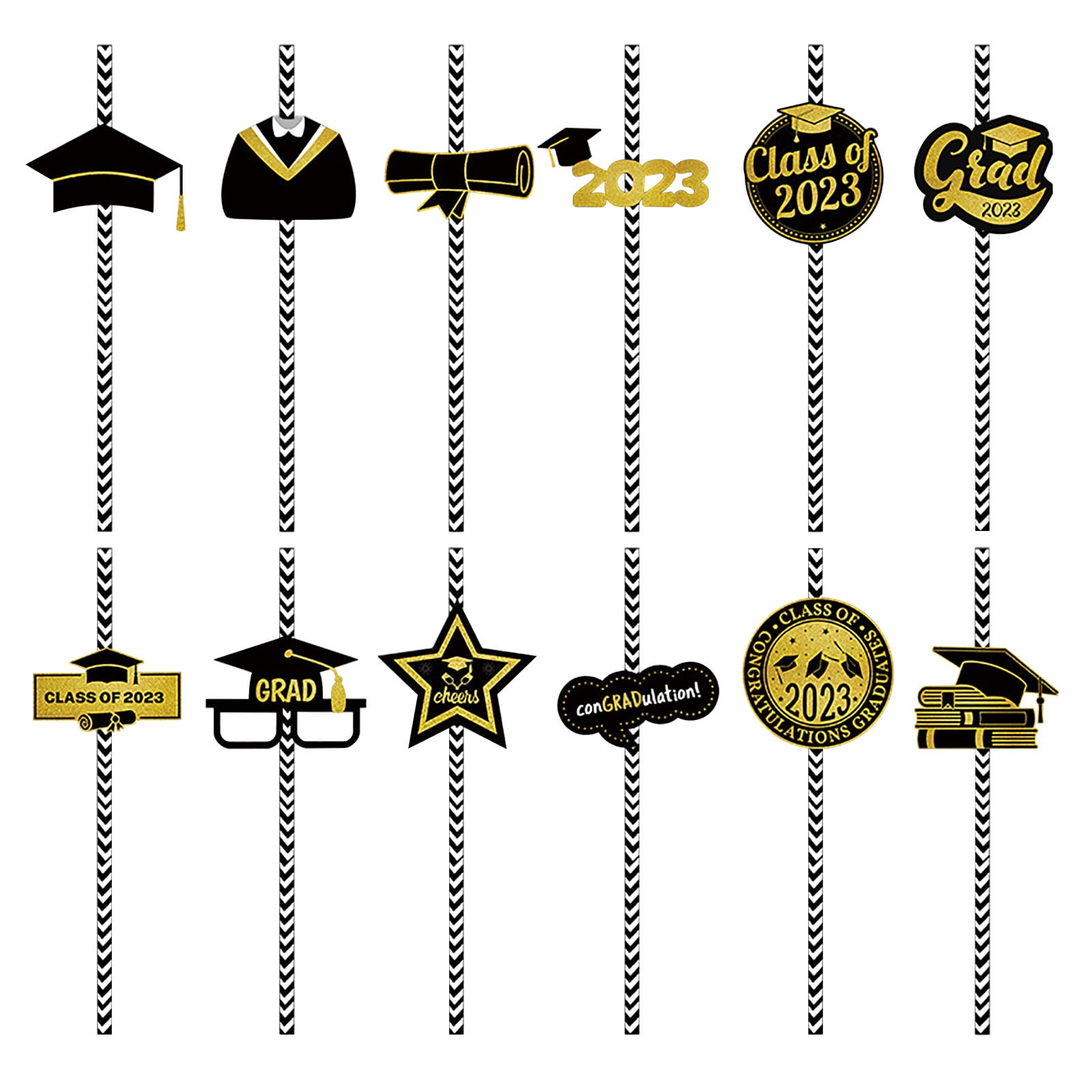 Graduation Season Party Straws 24 Pieces/Bag Graduation Hat Creative Birthday Party Theme Straws